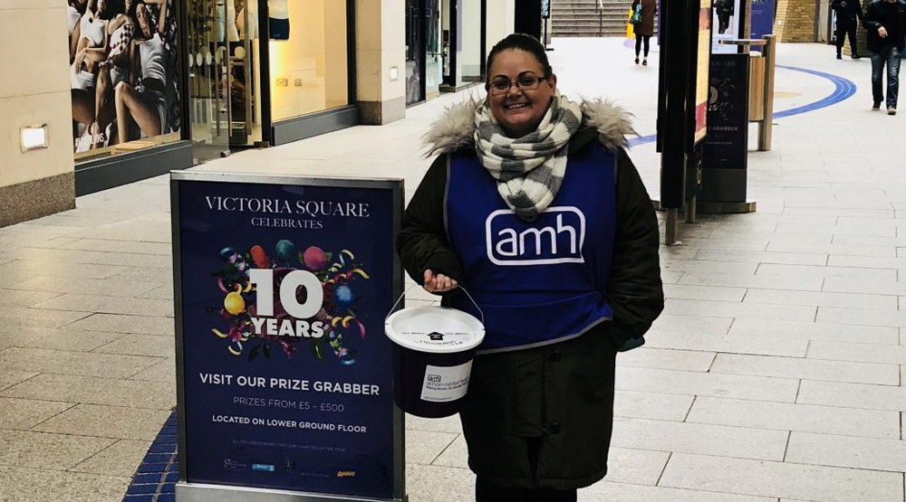 Emma helping out at a recent collection in Victoria Square.